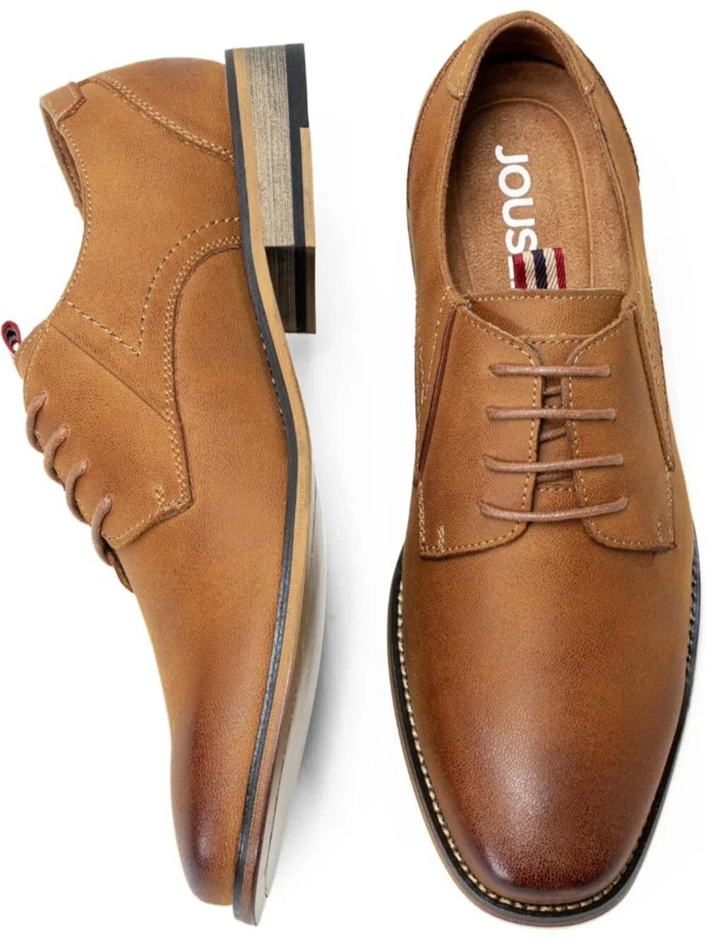 Men's Brown Leather Classic Plain Toe Lace Up Business Oxford Dress Causal Shoes